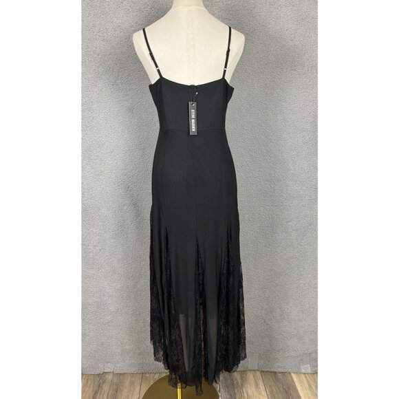 Steve Madden Black Midi Vita Dress With Lace Panels & Straps Black Large NWT's - Picture 3 of 8